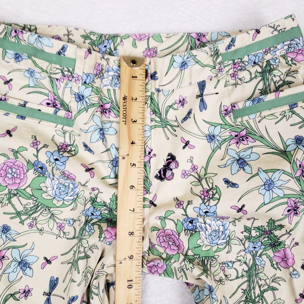Casual Corner Pants Floral Print Straight Leg Size 6 Beige‎ Gardencore Y2K - Picture 4 of 10